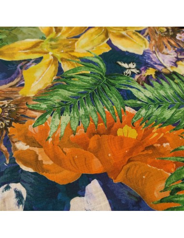 Fiori e Foglie puro Lino