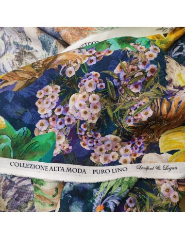 Fiori e Foglie puro Lino