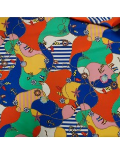 Raso di Cotone Elasticizzato Alta moda Disegno marinaro pucci