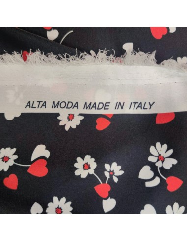 Raso elasticizzato Cuori e Fiori Alta...