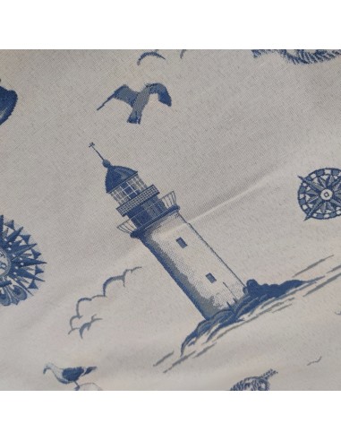 tessuto marinaro pacific con faro timone e ancora