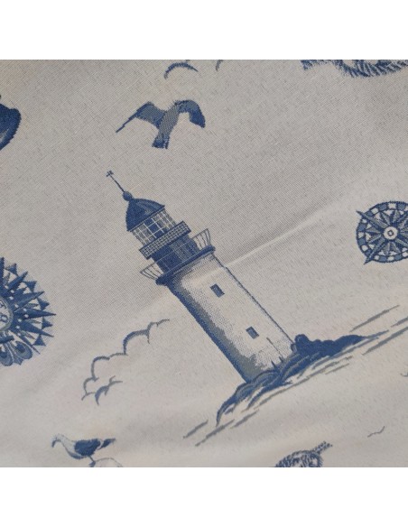 tessuto marinaro pacific con faro timone e ancora