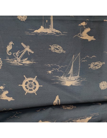 tessuto marinaro pacific con faro timone e ancora