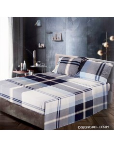 Parure Letto Piazza e Mezza in puro cotone tinto filo Madison Disegno 180 - Denim, Cavalieri