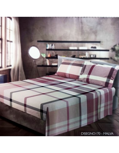 Parure copripiumino Matrimoniale In puro cotone Madison Disegno 170-Malva, Cavalieri