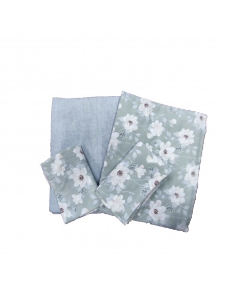 Completo Letto Matrimoniale Caldo Cotone, floreale verde, Cavalieri