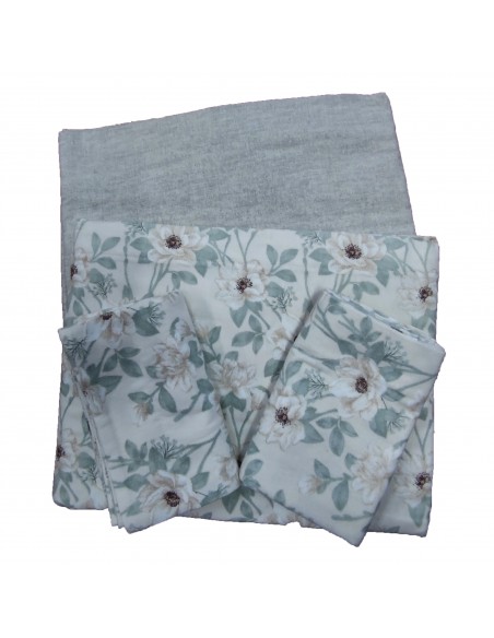 Completo Letto Matrimoniale Caldo Cotone, floreale Beige, Cavalieri