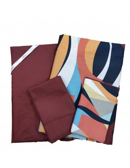 Completo Copripiumino Singolo in Percalle di cotone Moma, Multicolor, Via Roma 60