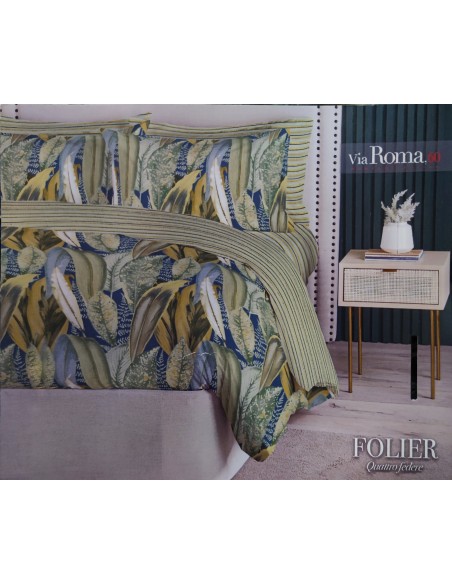 Completo Copripiumino Matrimoniale Folier in percalle di cotone, Bosco, Via Roma60