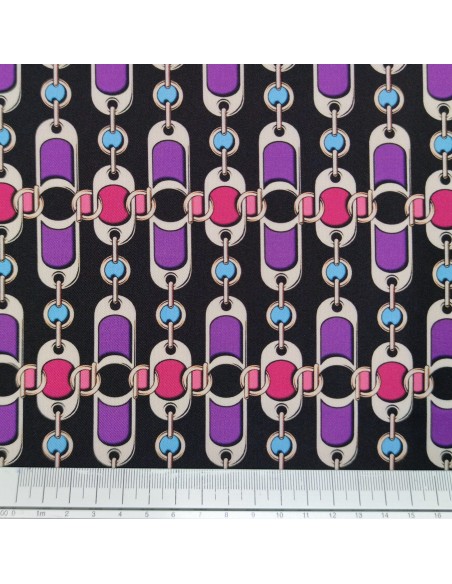 Twill elasticizzato incatenato sfondo nero