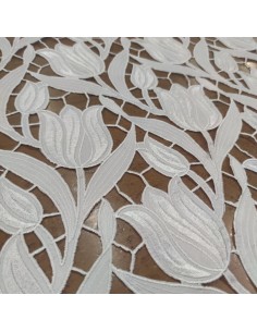 Pizzo Taffetà Floreale da Sposa Bianco 2