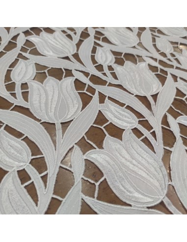 Pizzo Taffetà Floreale da Sposa Bianco