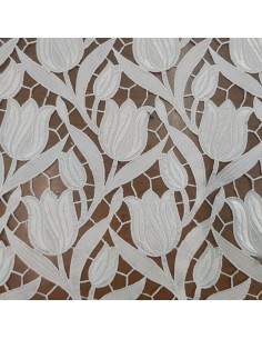 Pizzo Taffetà Floreale da Sposa Bianco