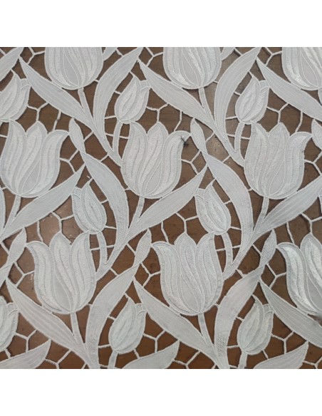 Pizzo Taffetà Floreale da Sposa Bianco