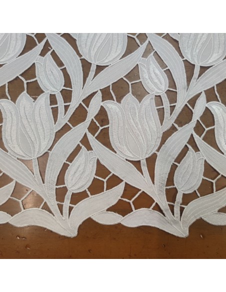 Pizzo Taffetà Floreale da Sposa Bianco