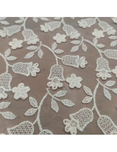 Taglio Tulle ricamato da Sposa naturale MT 1.60