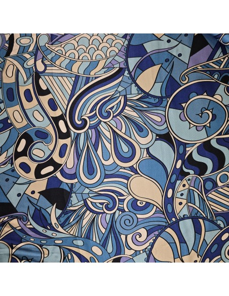 Raso di viscosa simil Pucci - Blu