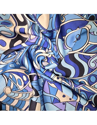 Raso di viscosa simil Pucci - Blu