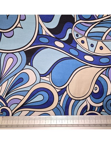 Raso di viscosa simil Pucci - Blu