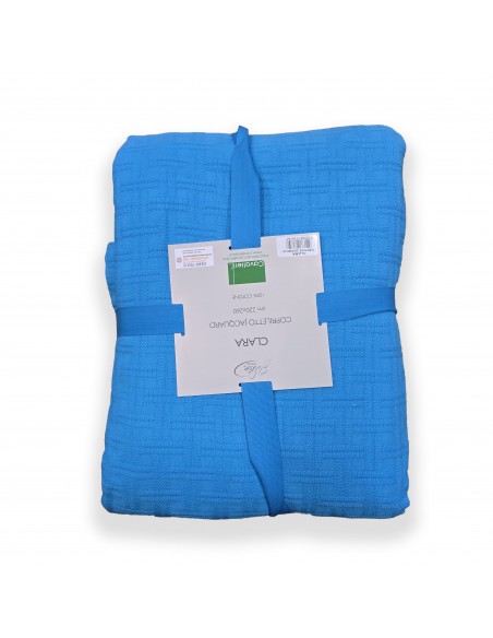 Copriletto piazza e mezza jacquard Clara turchese, Cavalieri