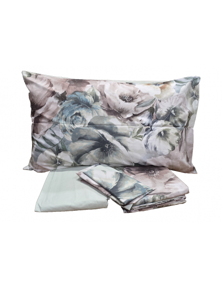 Completo Letto Matrimoniale In Puro Percalle 180 Fili/inch Maè by Via Roma60 Monica / 25 acqua