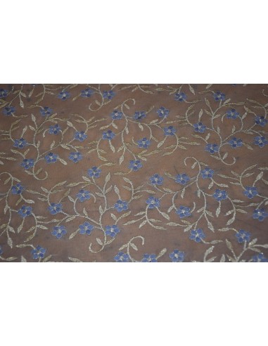 Tulle ricamato Floreale con lurex con doppio smerlo