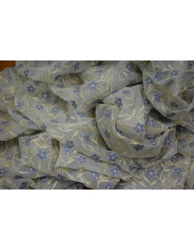 Tulle ricamato Floreale con lurex con doppio smerlo