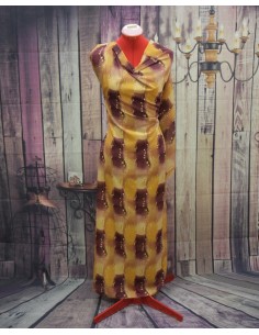 Chiffon rigato con rametti e foglioline