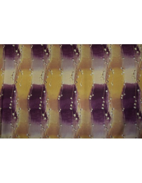 Chiffon rigato con rametti e foglioline