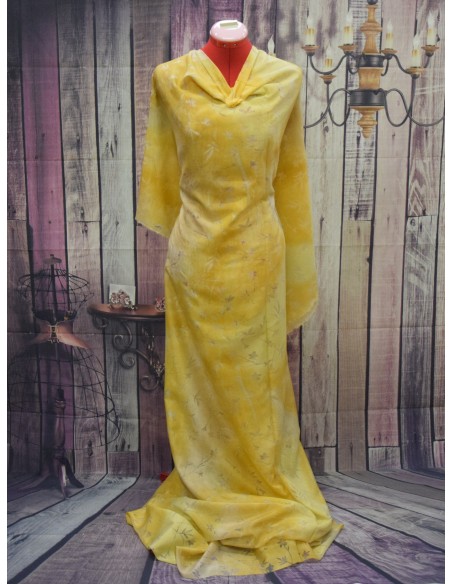 Chiffon Dévoré sfumato con foglie