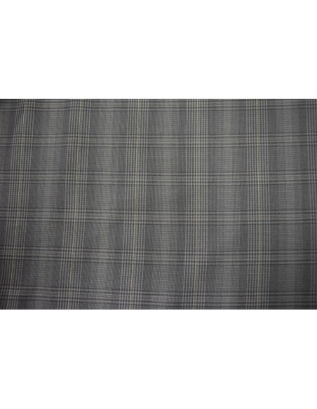 Pura lana pettinata scozzese grigia con riga gialla