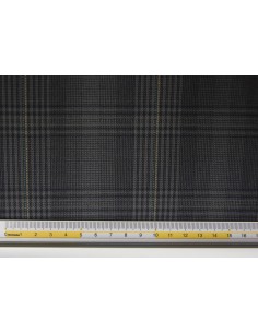 Pura lana pettinata scozzese grigia con riga gialla 2