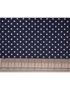 Pois bianco su sfondo blu di cotone 2