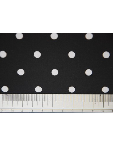 Popeline di cotone a Pois bianco e nero